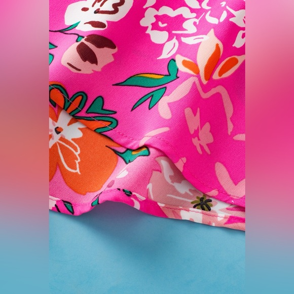 Smocked Printed Round Neck Half Sleeve Blouse - Picture 7 of 9